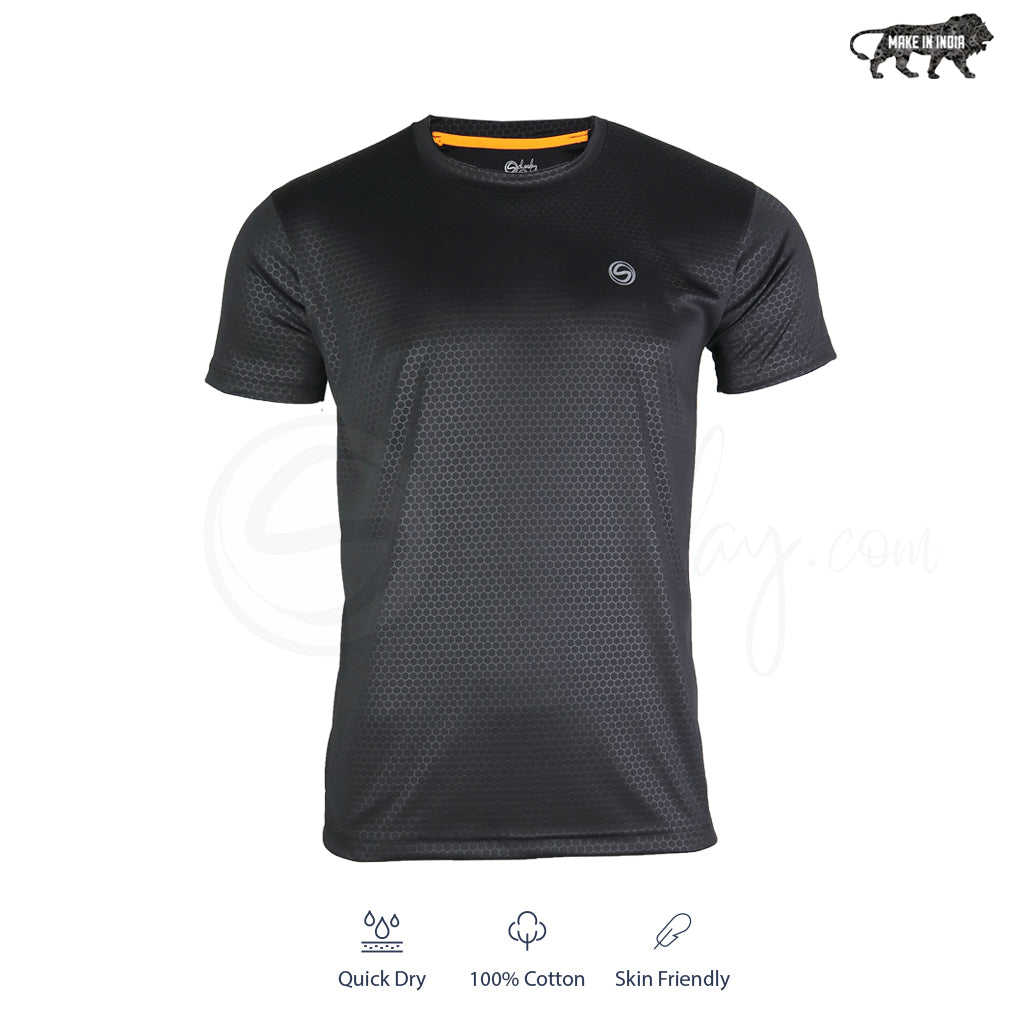 All Day Wear Hexagon Embossed Pack of 3 Tees Black Navy and Teal