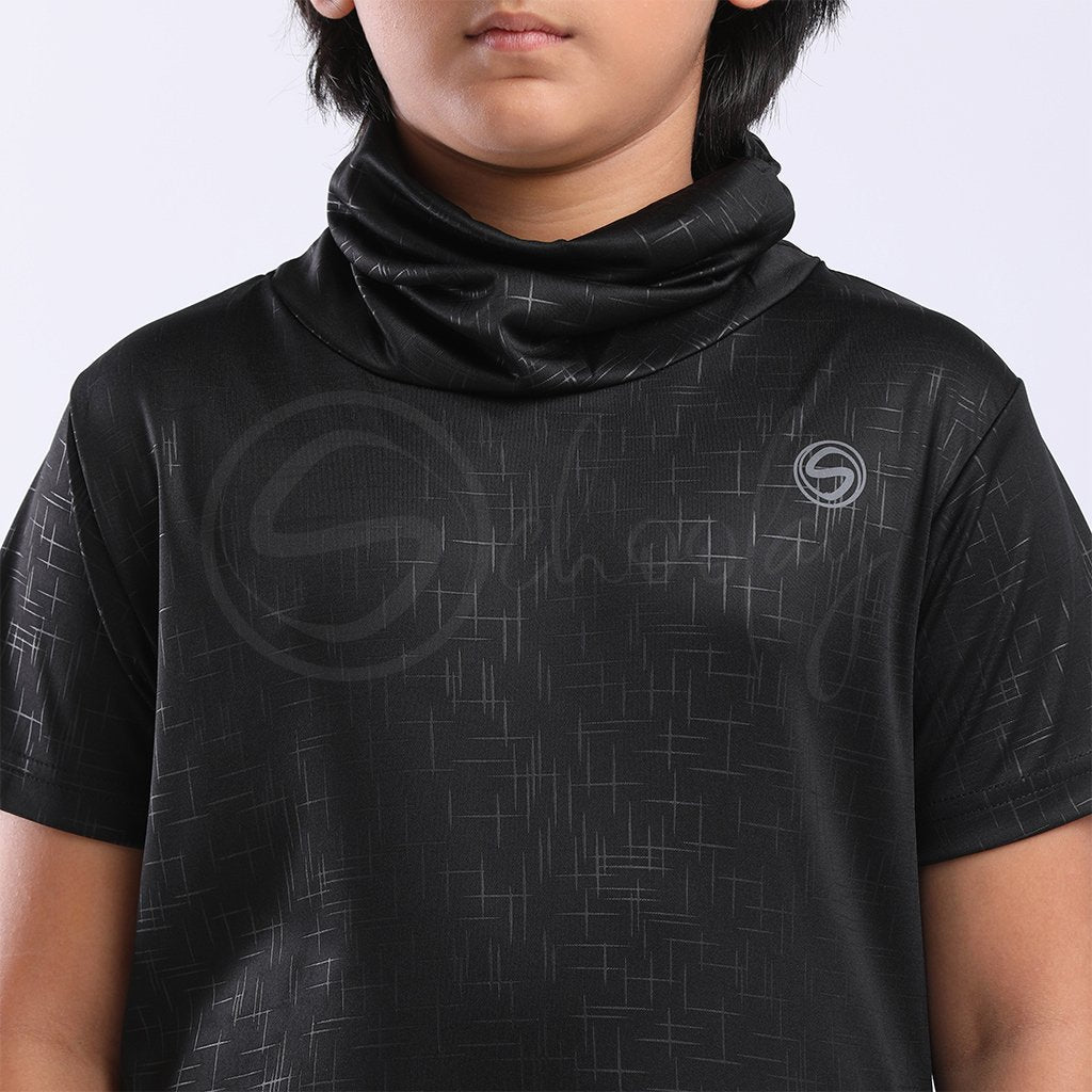 Defender Turtle Neck Black Mask Tee Matrix design