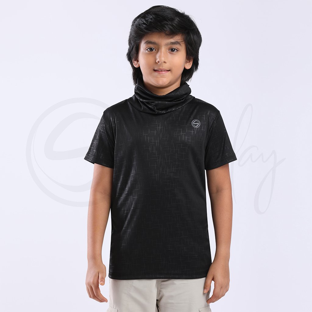 Defender Turtle Neck Black Mask Tee Matrix design