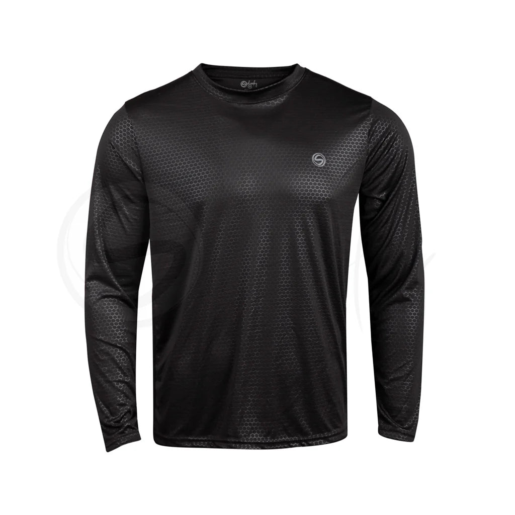 Full Sleeves Hexagon Embossed Tees Black