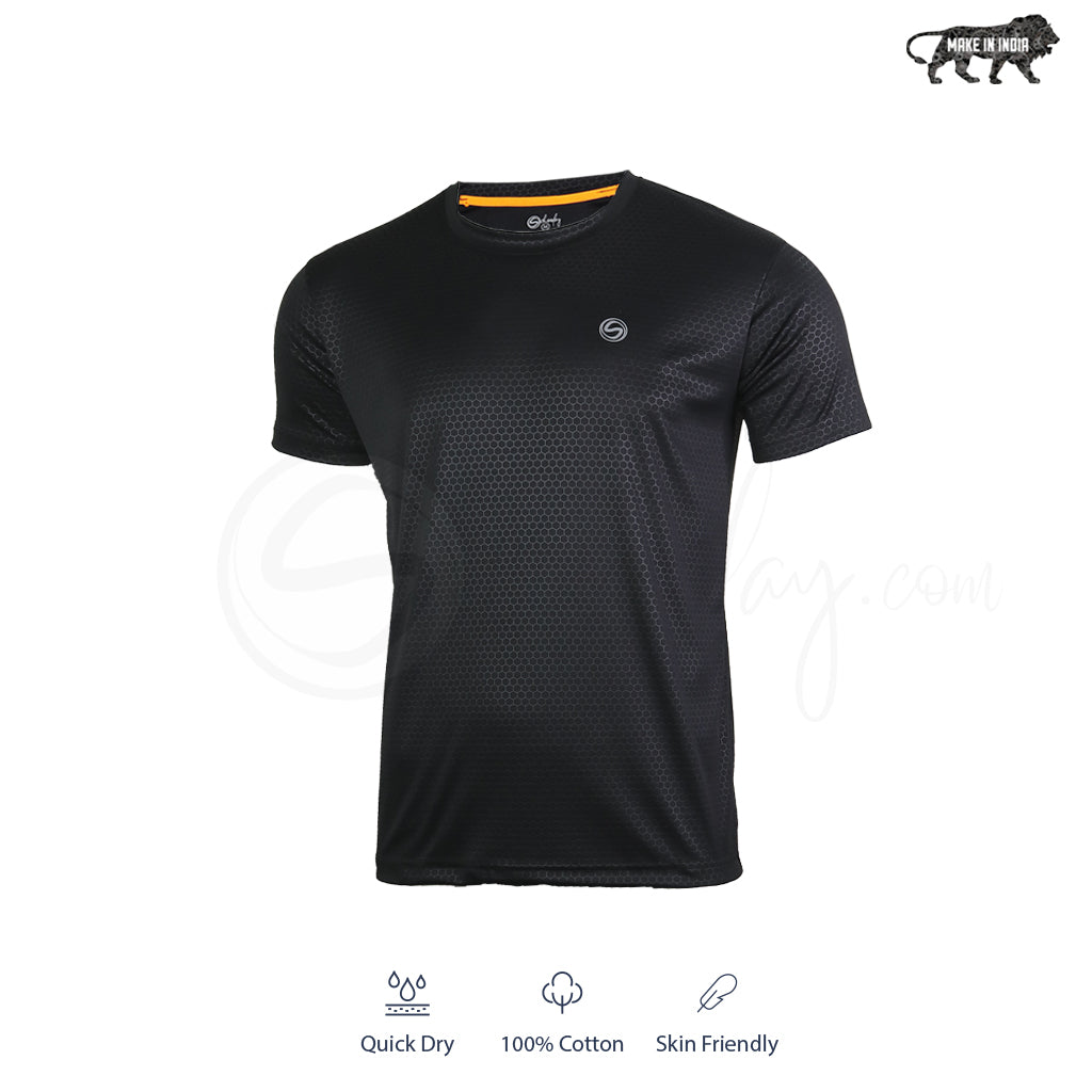 All Day Wear Hexagon Embossed Pack of 3 Tees Black Navy and Teal