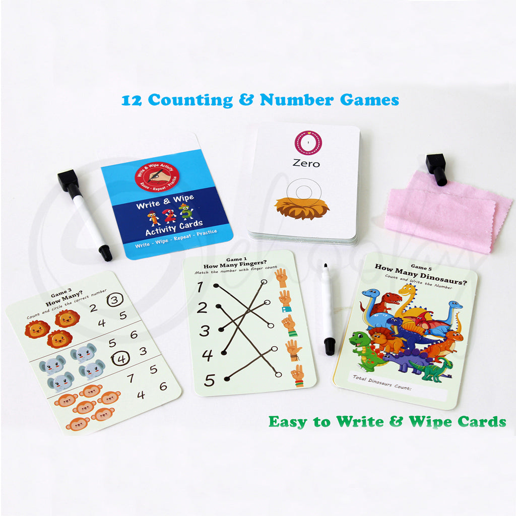 Learn it - Numbers Write & Wipe activities for kids (3 - 6 Years)