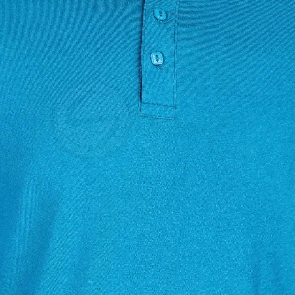 Zero Stain 100% Premium Cotton Full Sleeve Turquoise Blue Henley T-shirt