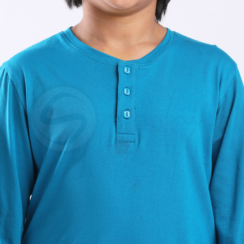 Stain Repeller Tees : Turquoise Blue Henley Tees