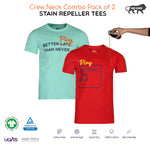 Pack of 2 Stain Repellent Printed T-shirts - Red Outside The Box & Pastel Better Play Than Never