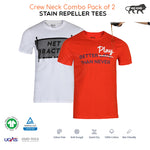 Pack of 2 Stain Repellent Printed T-shirts - White Net Practice & Red Better Play Than Never