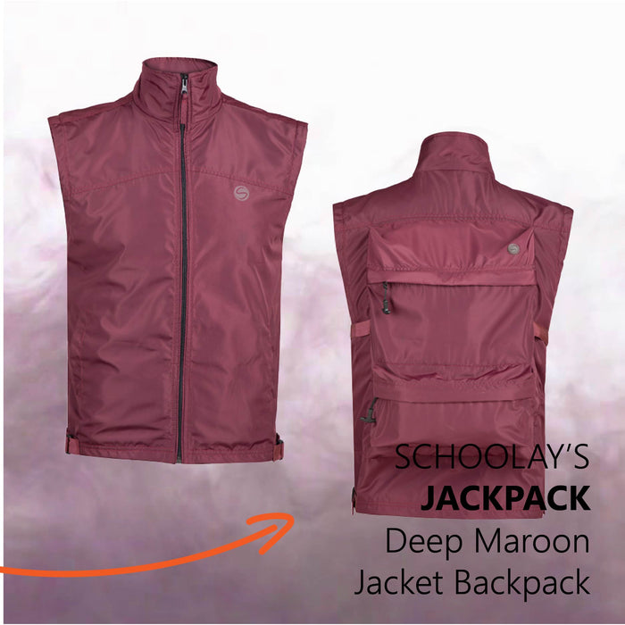 Maroon JackPack (Jacket + Backpack) Core Functionality