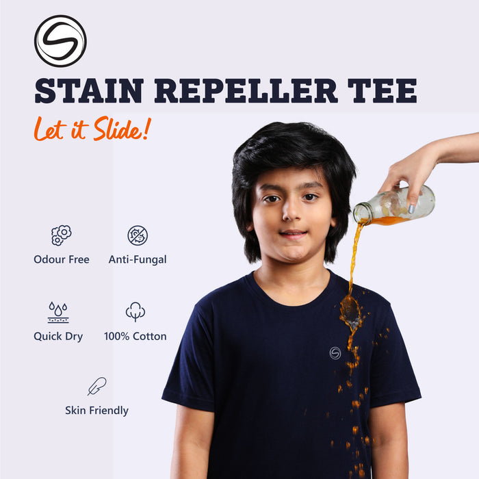 Stain Repeller Solid Navy Blue Tee