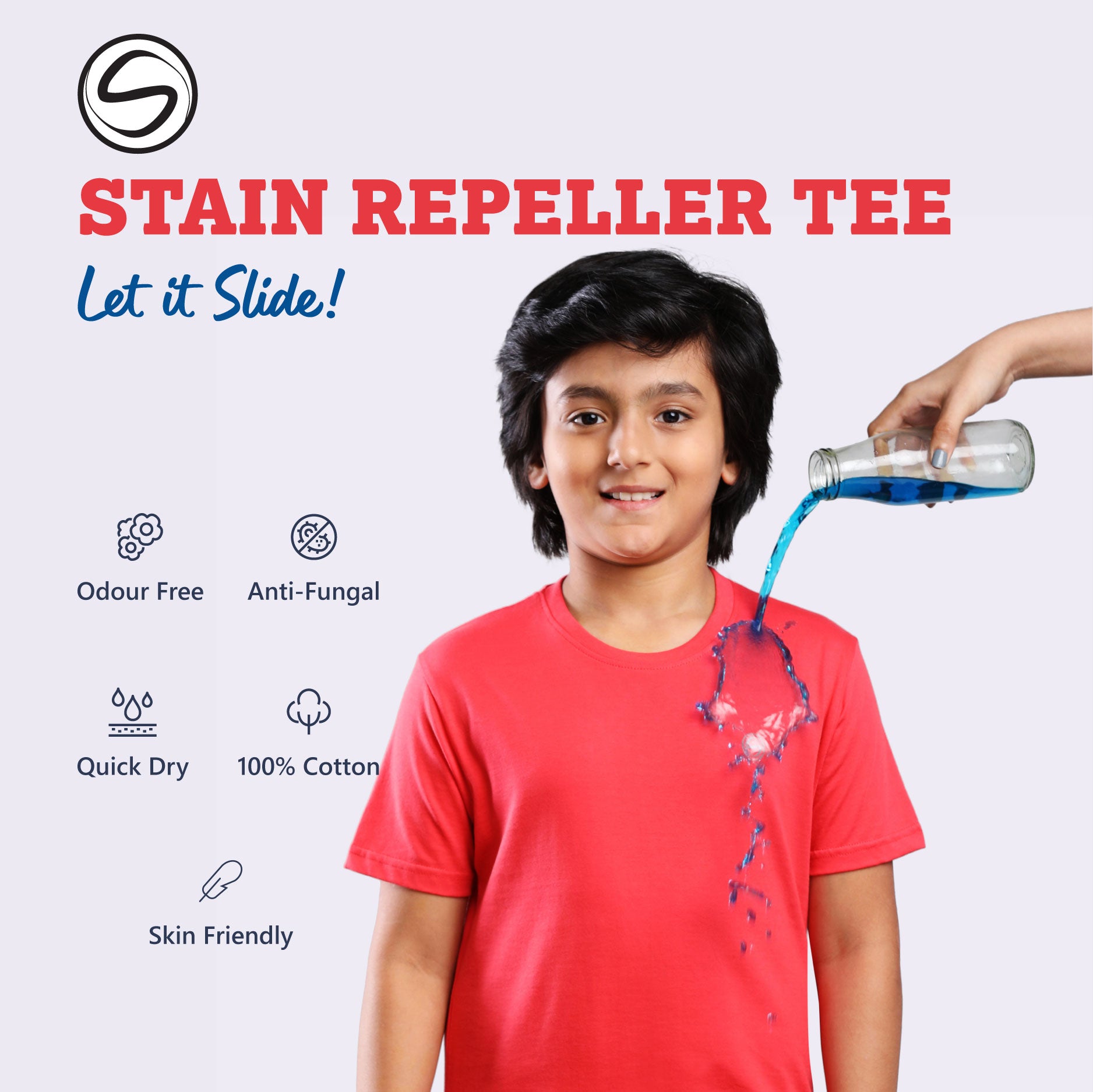 Stain Repeller Solid Salmon Red Tee