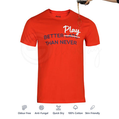 Pack of 2 Stain Repellent Printed T-shirts - White Play Outside & Red Better Play Than Never