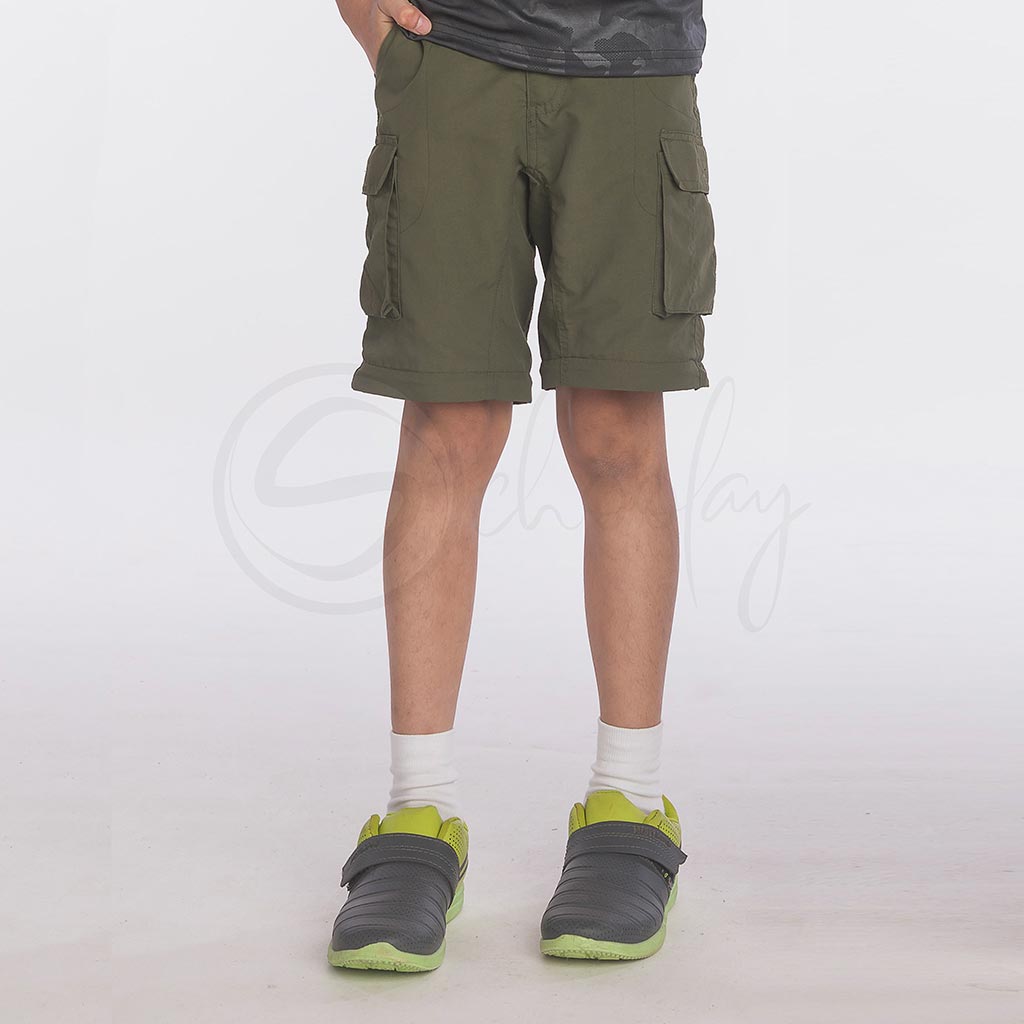 Olive 4 in 1  Convertible Cargos (Full Pant, 3/4th , Shorts & Pouch)